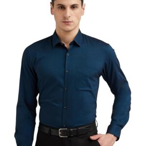 Peter England Men's Everyday Solid Slim Fit Full Sleeve Formal Shirt | Cotton-Rich