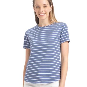 Jockey A121 Women's Super Combed Cotton Stripe Fabric Relaxed Fit Round Neck Half Sleeve T-Shirt