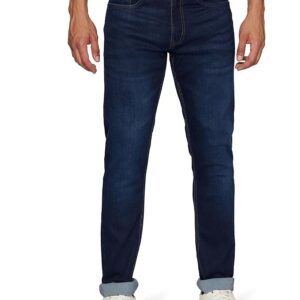 Peter England Men's Tapered Fit Mid Rise Classic Tape Stretchable Twill Jeans