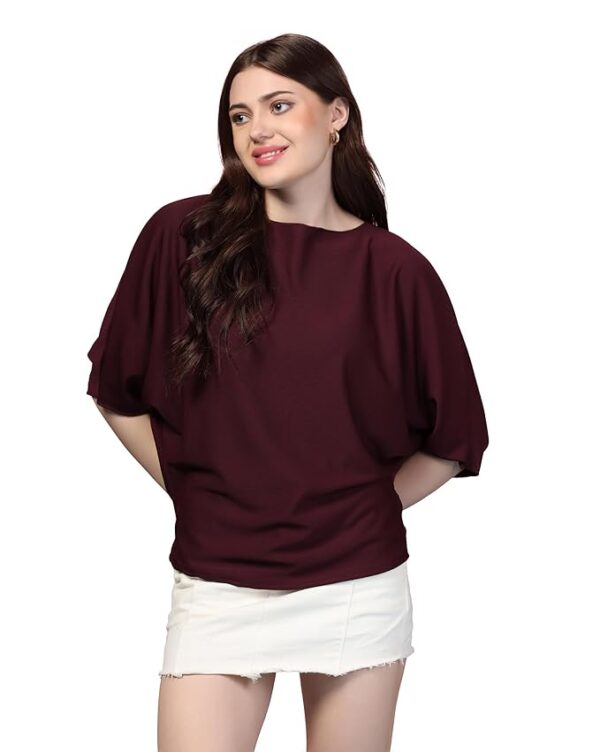 Zilcon Women Fashion Trendy Ribbed Boat Neck Top Half Sleeves Tops for Women Formal, Casual, Office, Date, Outing, Party Tops