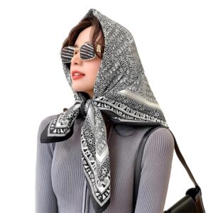 PALAY® Satin Scarf for Women Stylish, Silk Scarf Ladies Scarf for Women, Square Scarves for Women, Stylish Print Hair Scarf for Women, Soft Comfy Head Neck Scarf Stole - 35x35in
