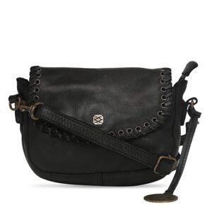 KOMPANERO Black Genuine Leather Handbag (B-9408-BLACK)