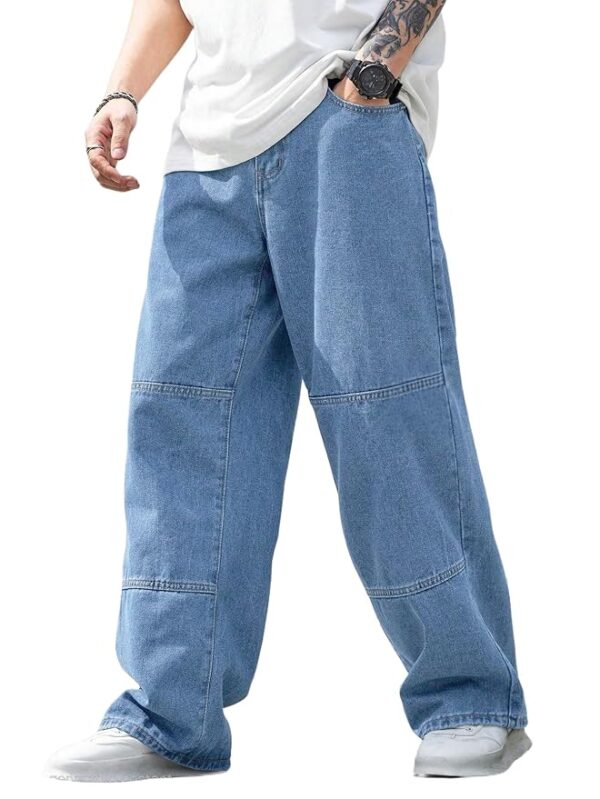 URBAN POCKETS Jeans for Men | Denim Jeans | Baggy Fit | Wide Leg | Patchwork Style | Street Fashion | Casual Wear (U-26-27)