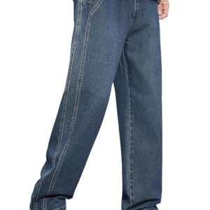 URBAN POCKETS Jeans for Men | Loose Fit Light Wash Denim Pants with Wide Leg Streetwear Style (U13-14)