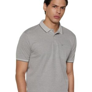 Peter England Men's Premium Regular Fit Half Sleeve Polo T-Shirt with Pocket | Cotton Rich | Birds Eye Interlock Weave