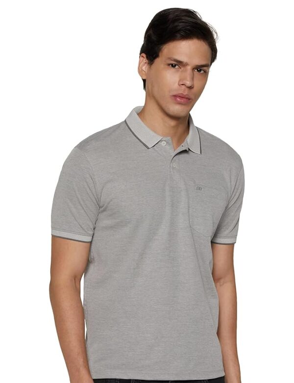Peter England Men's Premium Regular Fit Half Sleeve Polo T-Shirt with Pocket | Cotton Rich | Birds Eye Interlock Weave
