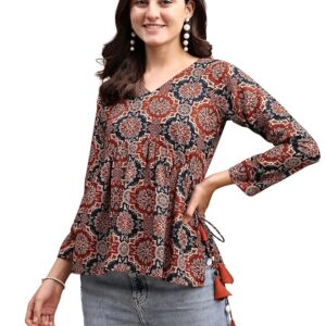 Youthnic Women's Poly Rayon Printed Alia Cut Peplum Top | Top for Office | Women's Tunics | Short Kurti Women| Regular Fit