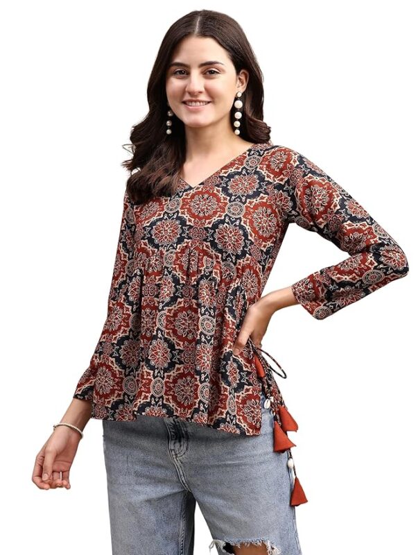 Youthnic Women's Poly Rayon Printed Alia Cut Peplum Top | Top for Office | Women's Tunics | Short Kurti Women| Regular Fit