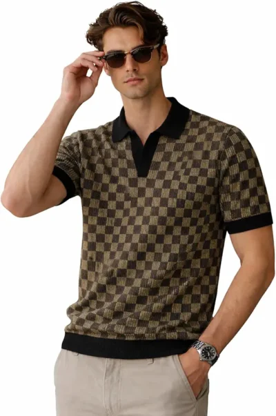 Veirdo Men's Flatknit Printed Half Sleeve Polo T-Shirt with Collared Neck, Regular Fit, Casual Style for Office, Travel, (Sizes S to 2XL)