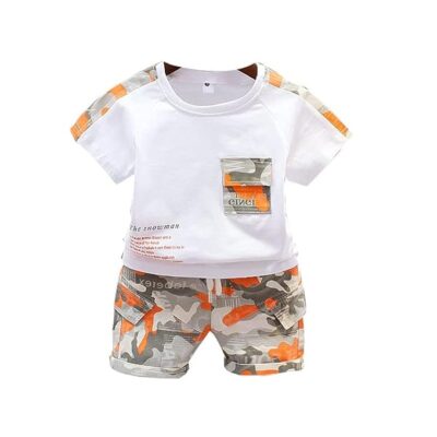 Googo Gaaga Boy's Cotton Printed T-Shirt with Shorts in White Color Sets for Baby Boys