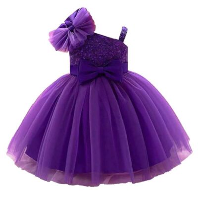 Niren Enterprise Barbet Sequence Embroidered Net Flaired Sleeve Less Baby Knee Length Girl's Frock