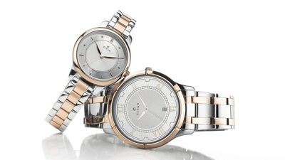 Titan Bandhan Quartz Analog with Date White Dial Two Toned Silver and Rose Gold Stainless Steel Strap Watch For Couple - NT17752481KM01