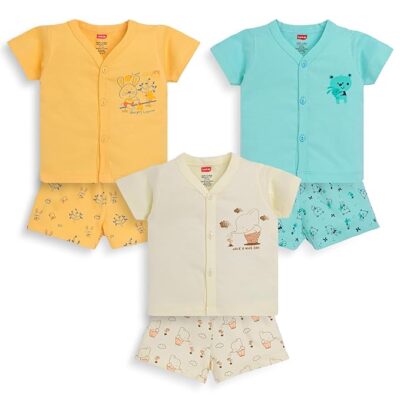 LuvLap Baby Girls Regular Fit 100% Cotton Half Sleeves Girls Top CoSet Pack of 3